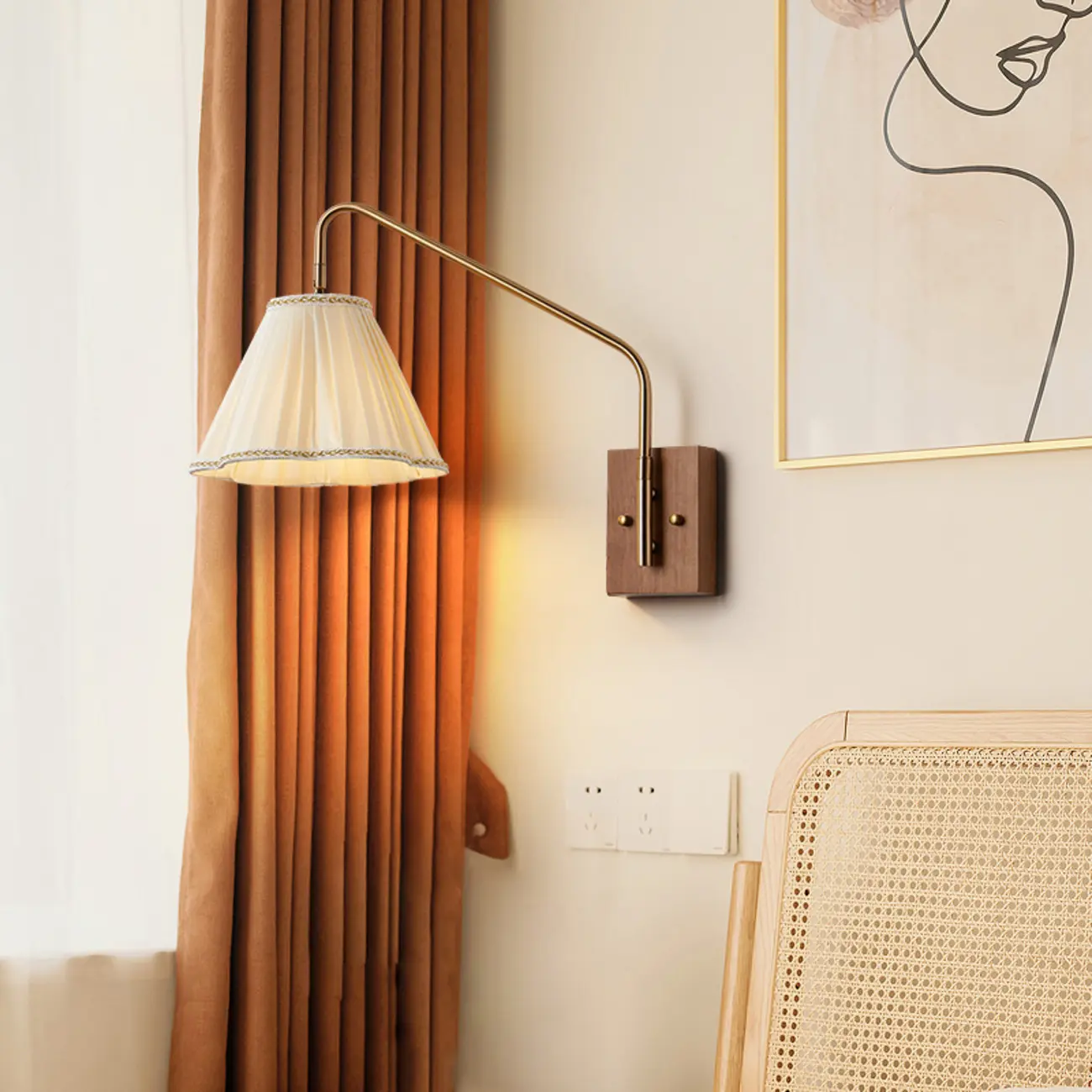 Modern Living Room Wall Light with Pleated Fabric Shade | homeyfad