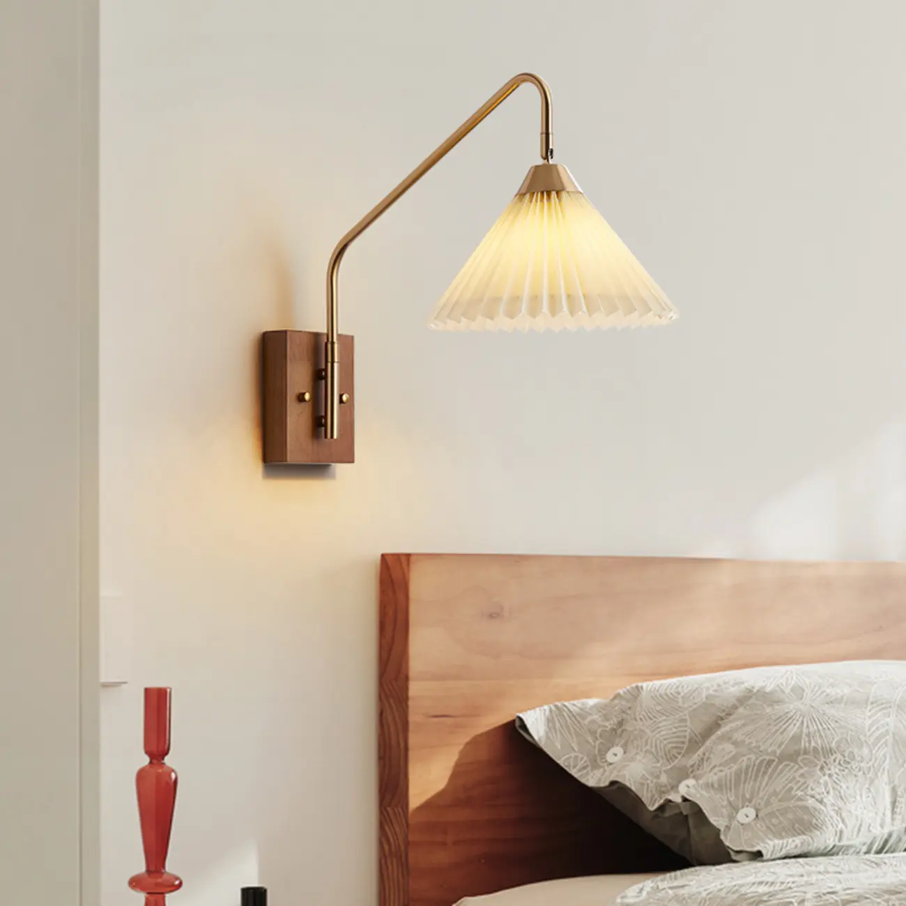 Modern Living Room Wall Light with Pleated Fabric Shade | homeyfad