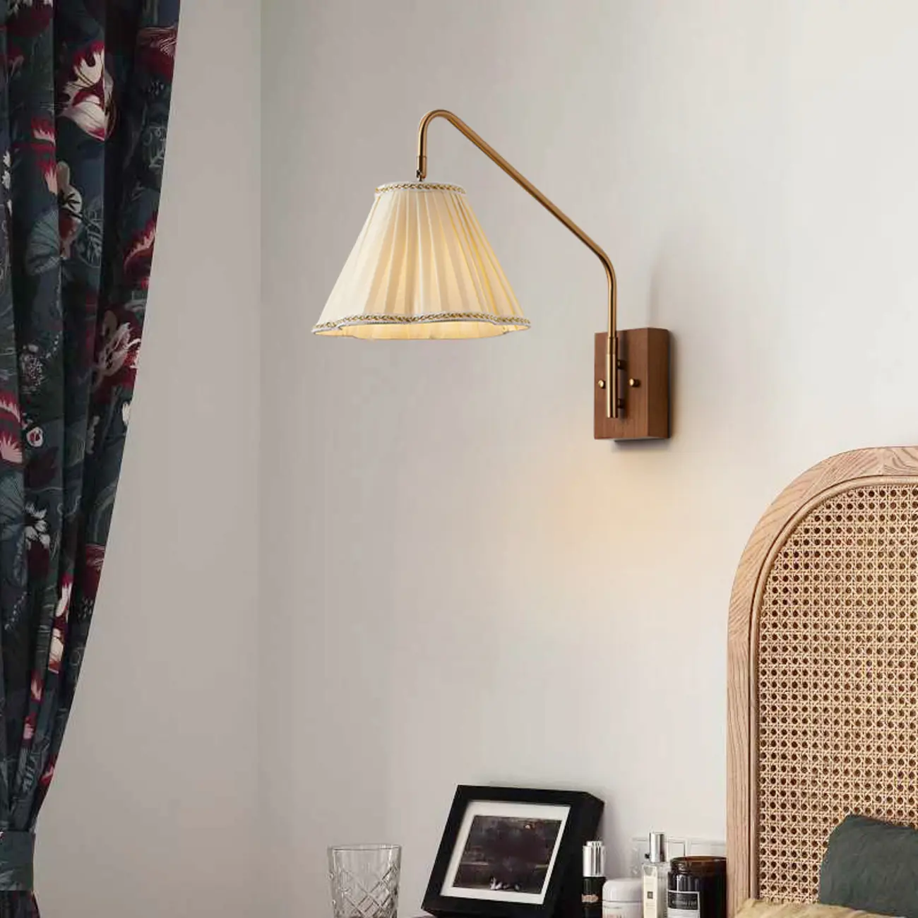 Modern Living Room Wall Light with Pleated Fabric Shade | homeyfad