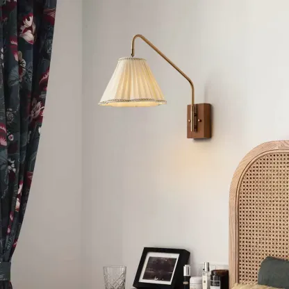 Modern Living Room Wall Light with Pleated Fabric Shade