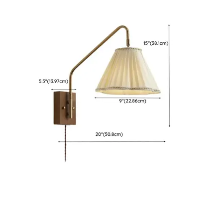Modern Living Room Wall Light with Pleated Fabric Shade