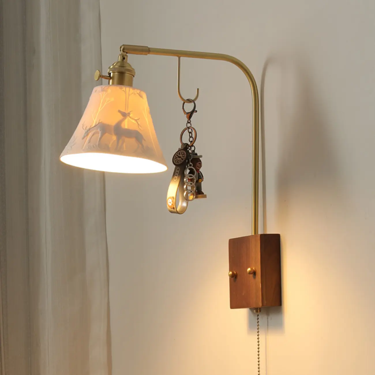 Vintage Cylinder Interior Wall Light with Deer Pattern | homeyfad
