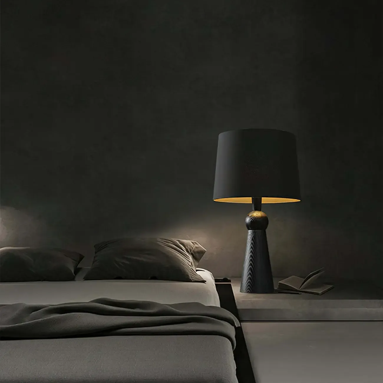 Contemporary Wood Tapered Base Table Lamp With Linen Shade Image - 8