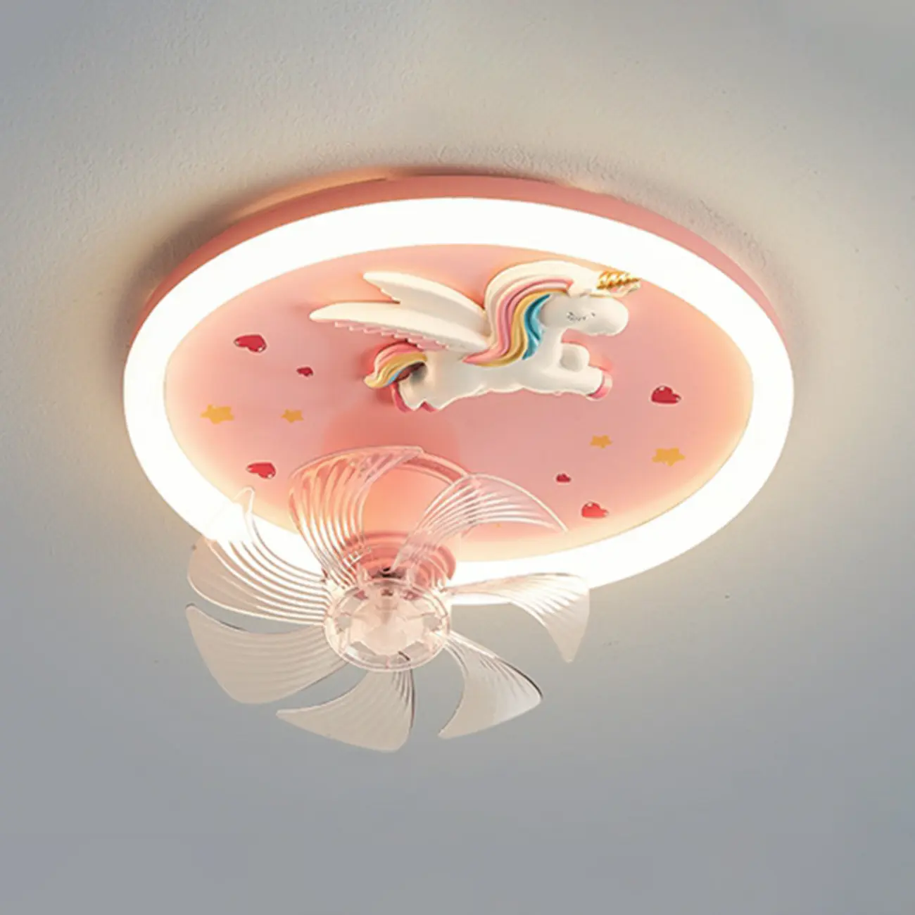 Modern Kids Pink Ceiling Fan with LED Unicorn Design Image - 10 | homeyfad