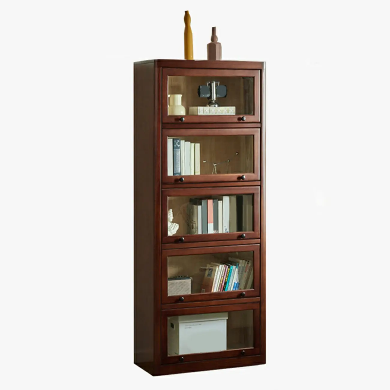 Classic Brown Wooden Flipped Glass Storage Cabinet Image - 8 | homeyfad