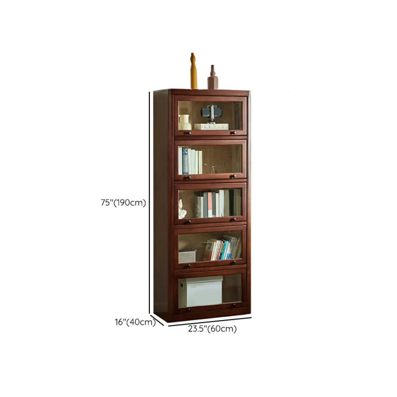 Classic Brown Wooden Flipped Glass Storage Cabinet Image - 19 | homeyfad