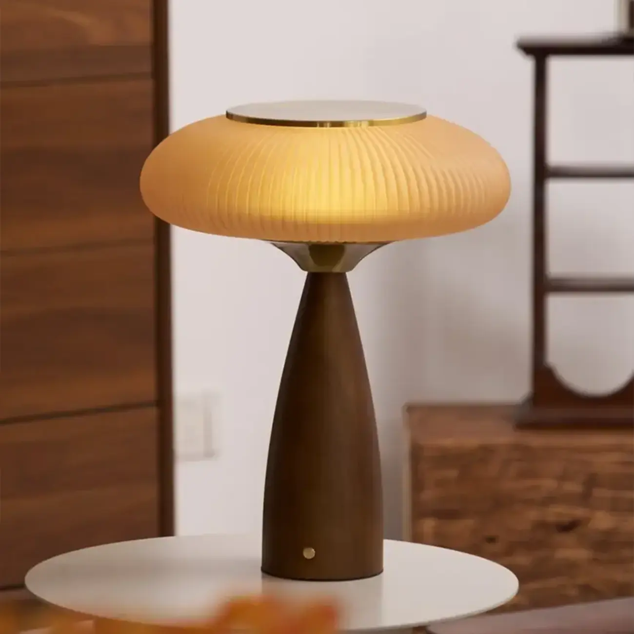 Mid Century Modern Wood Base Post Cap Table Lamp Image - 5 | homeyfad