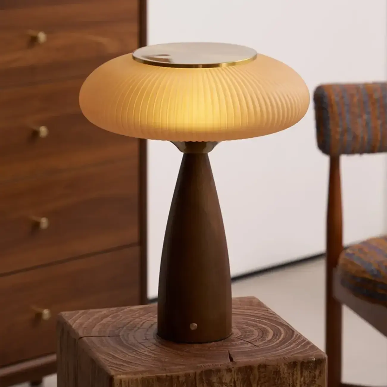 Mid Century Modern Wood Base Post Cap Table Lamp Image - 6 | homeyfad