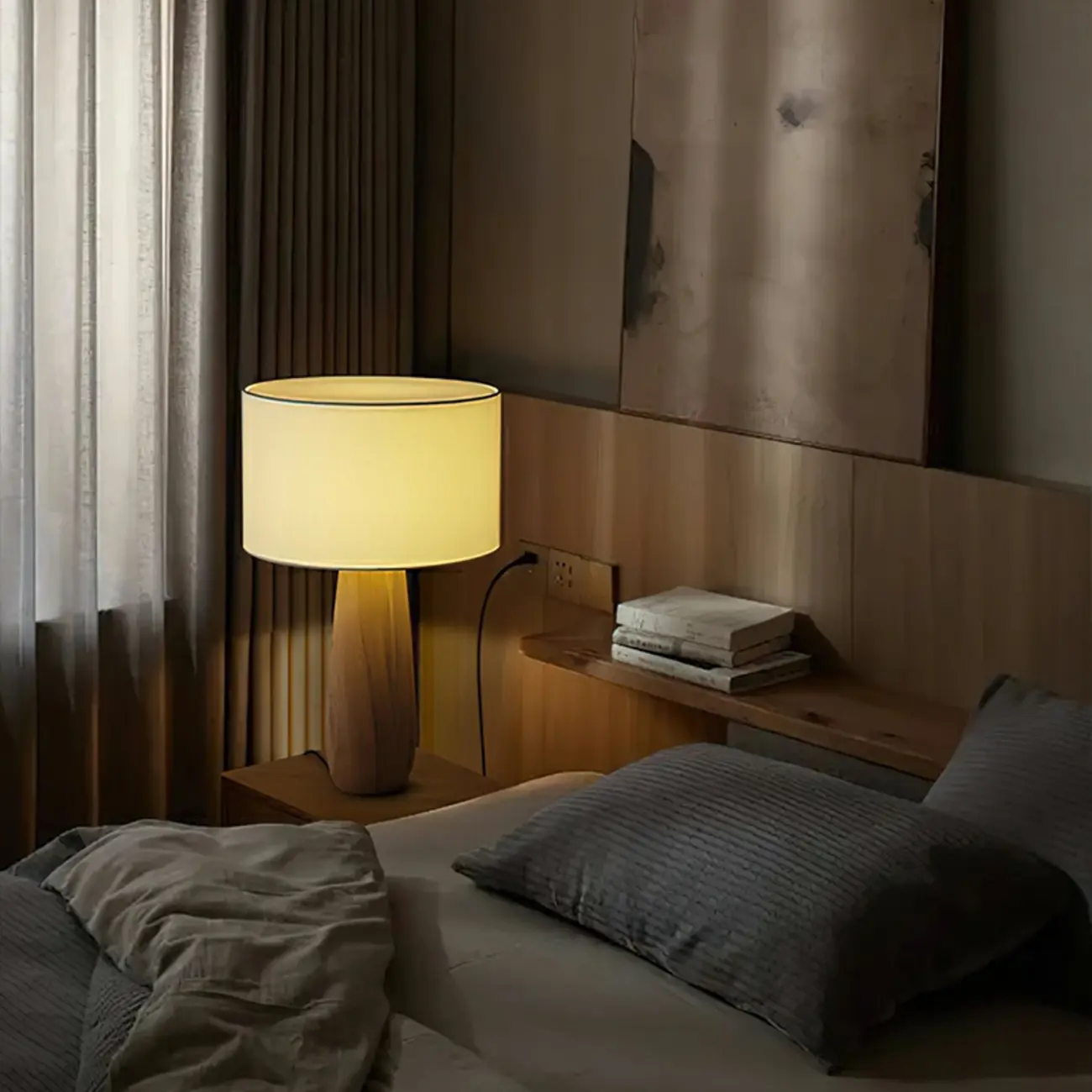 Organic Modernism Natural Wood Table Lamp For Living Room Image - 4 | homeyfad