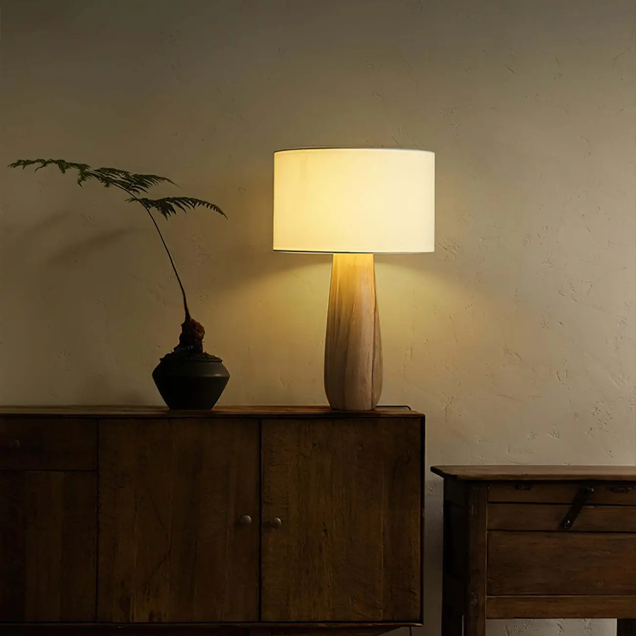 Organic Modernism Natural Wood Table Lamp For Living Room Image - 1 | homeyfad
