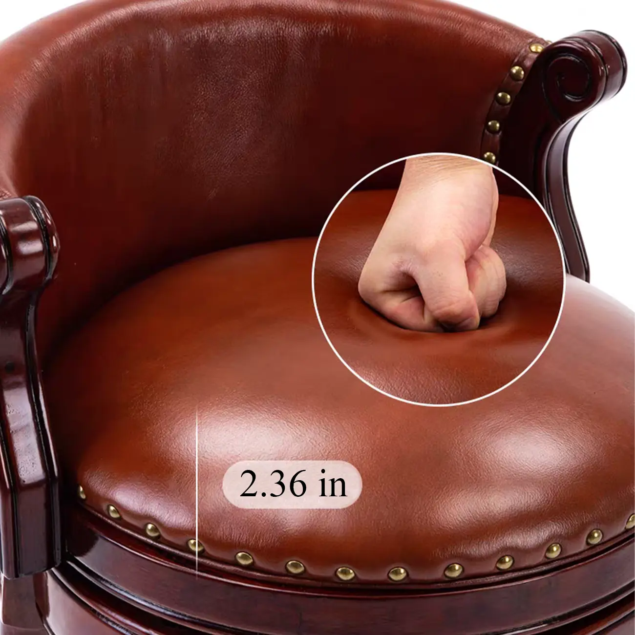 Solid Wood Genuine Leather Swivel Counter Height Bar Stools Image - 11 | homeyfad