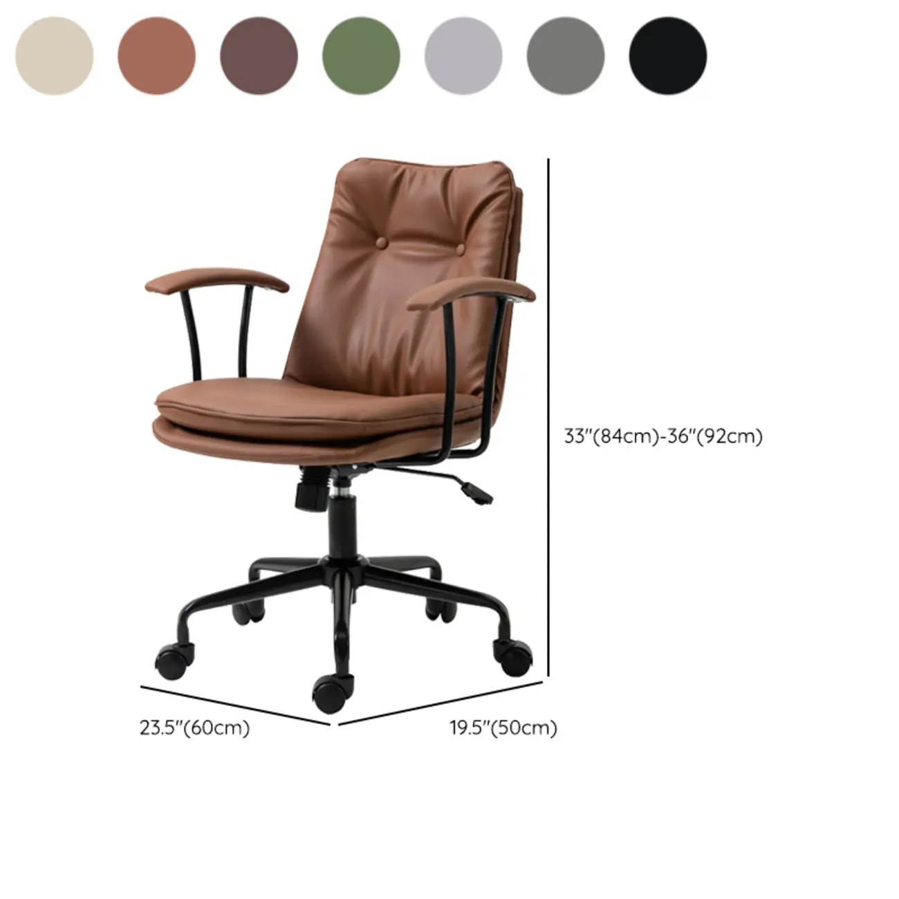 Modern Army Green Leather Adjustable Swivel Office Chair #size | homeyfad
