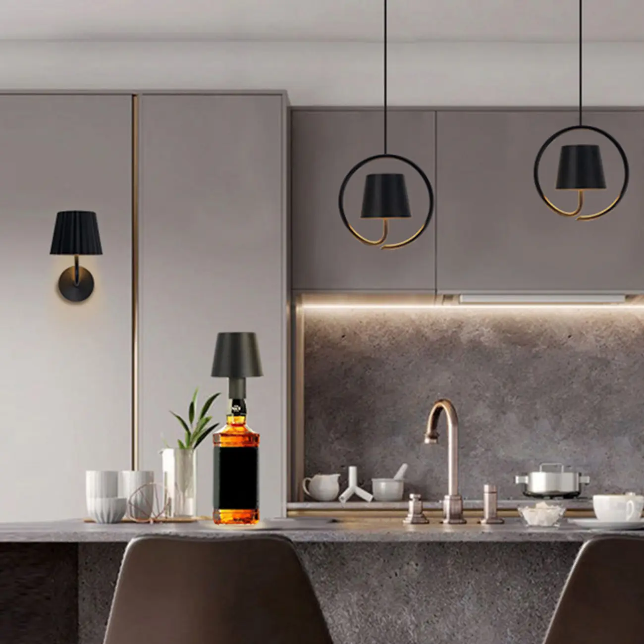 Black and White Metal Minimalist Wall Sconce Image - 3 | homeyfad