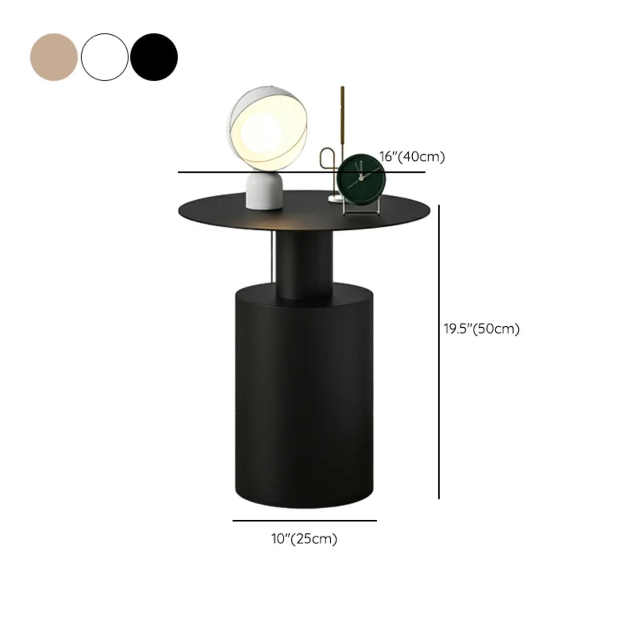 Modern Metal Round End Table with Geometric Shape for Bedroom #size | homeyfad