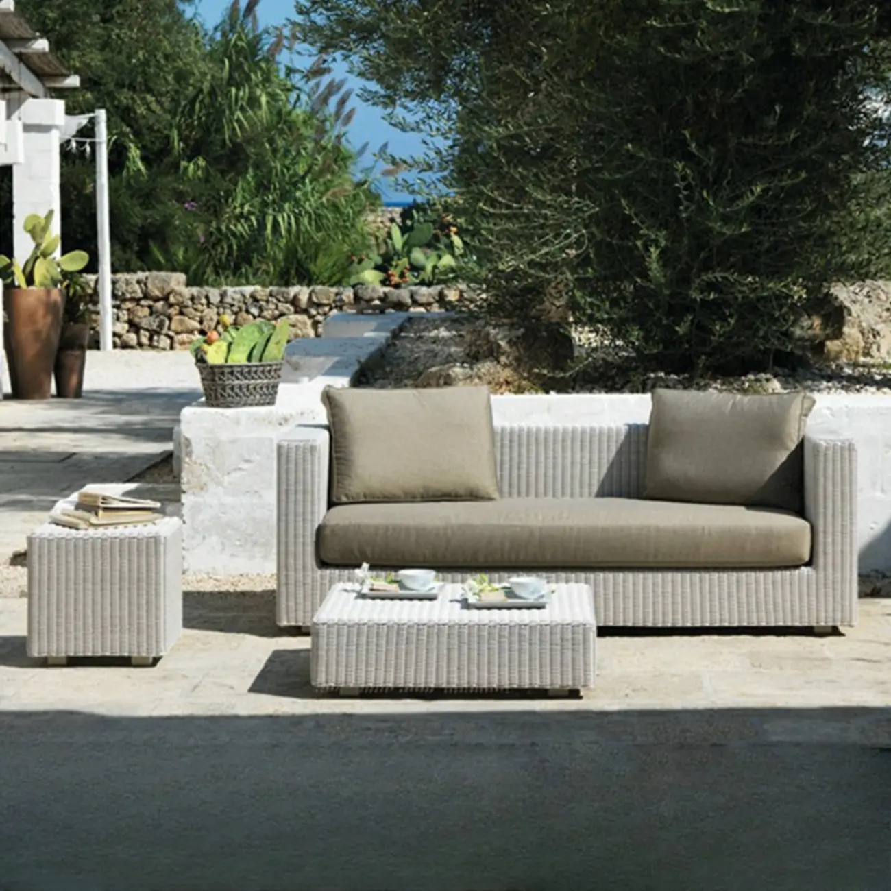 Modern Modular Wicker Patio Sofa with Cushions Image - 2 | homeyfad