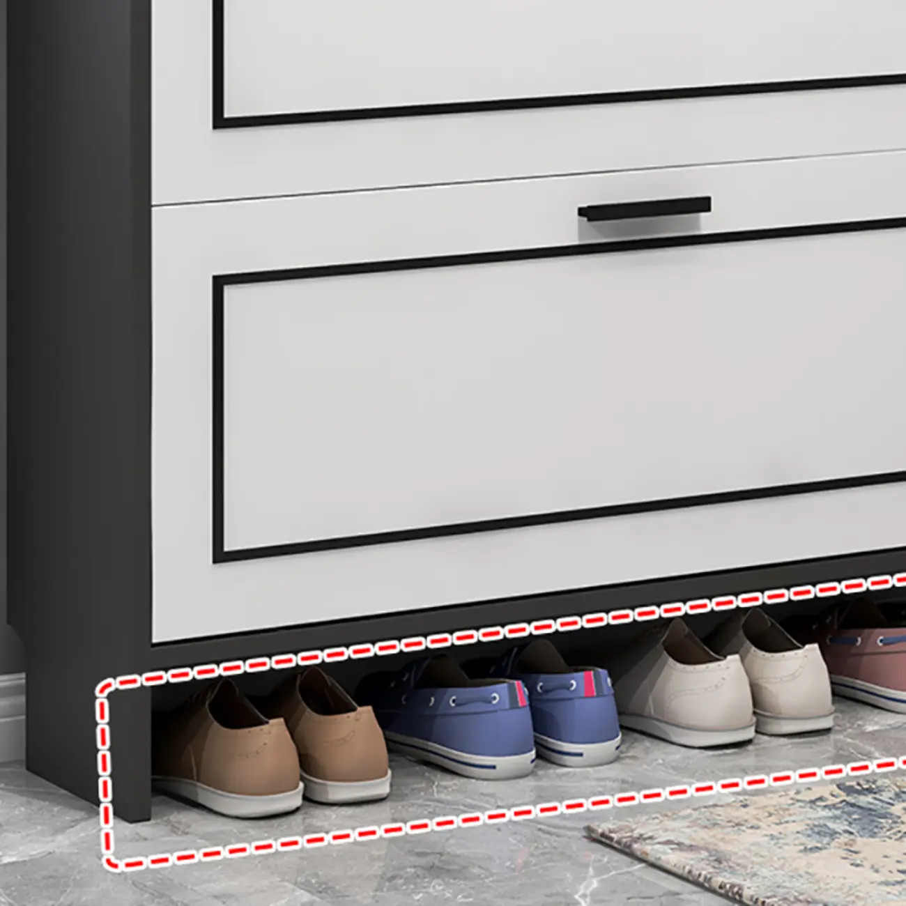 3-Tier Black Drop-Front Entryway Shoe Storage Cabinet Image - 17 | homeyfad