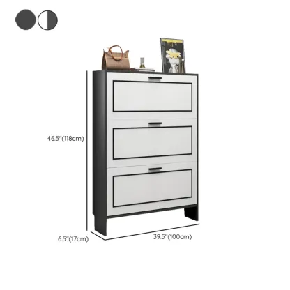 3-Tier Black Drop-Front Entryway Shoe Storage Cabinet Image - 29