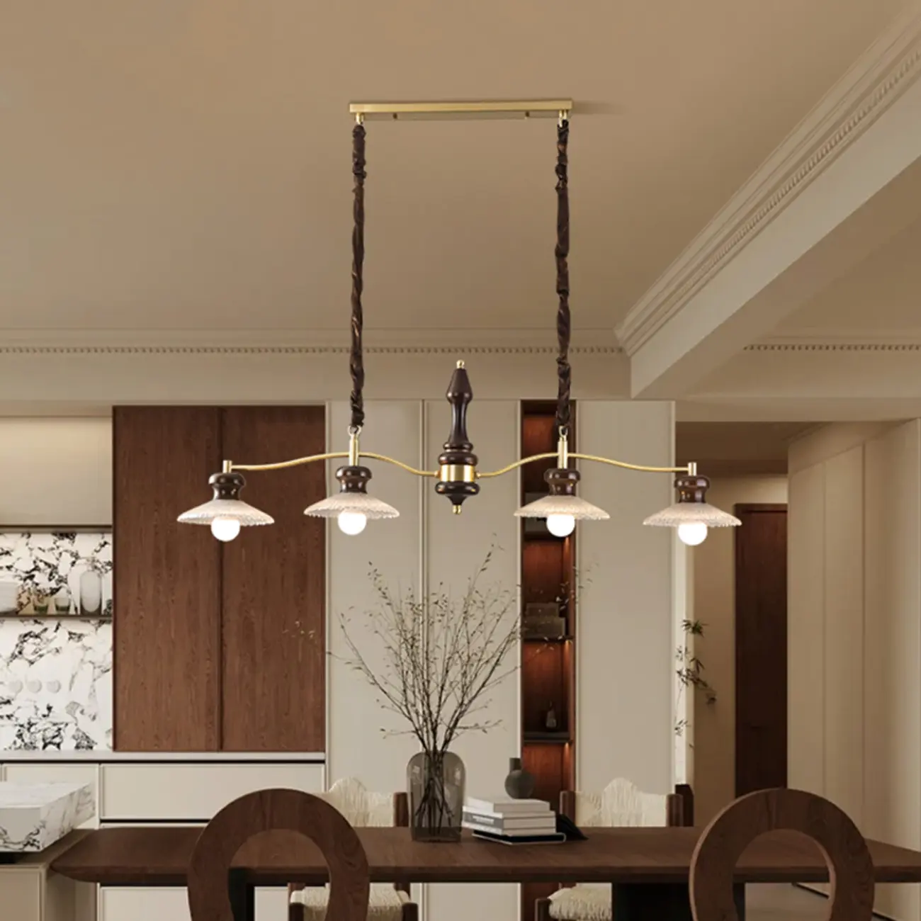 Modern Gold Metal Island Pendant for Kitchen Area Image - 2 | homeyfad