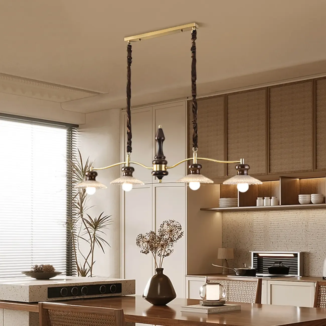 Modern Gold Metal Island Pendant for Kitchen Area Image - 1