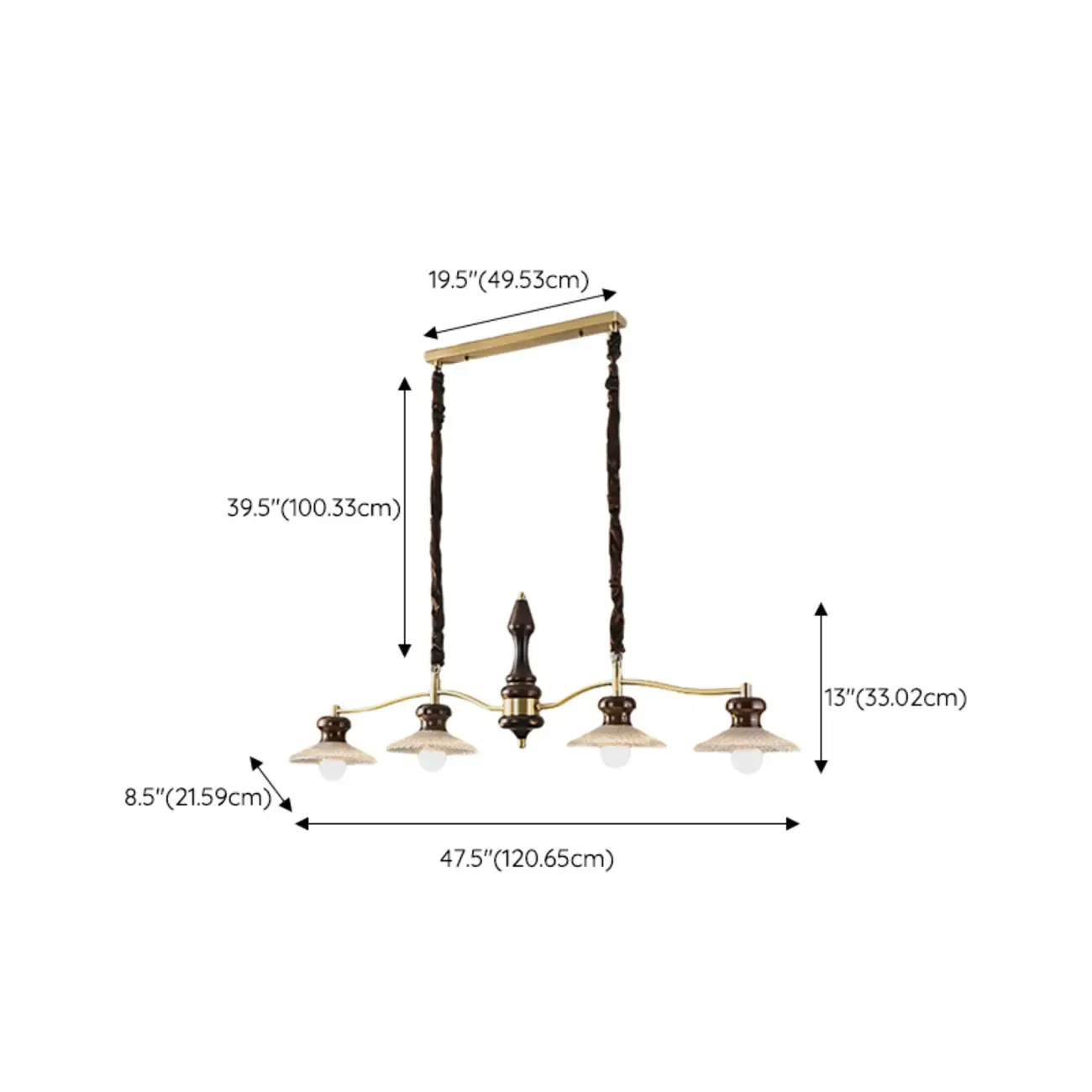 Modern Gold Metal Island Pendant for Kitchen Area #size