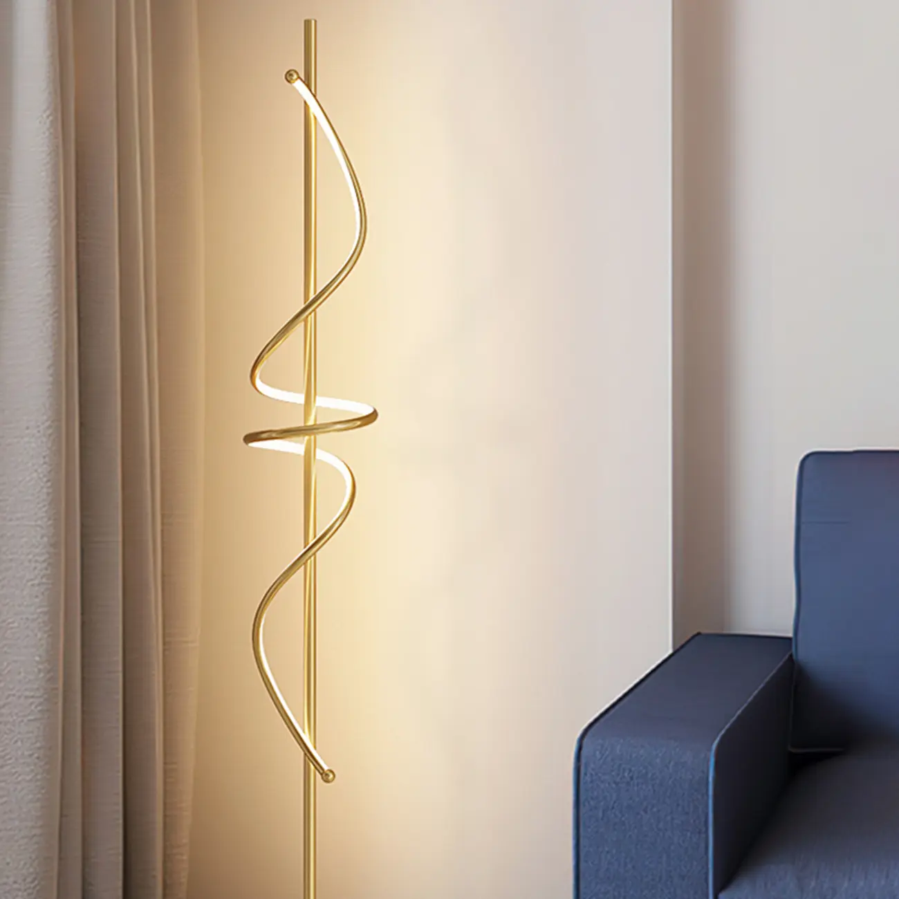 Artistic Spiral Black LED  Floor Lamp for Living Room Decor | homeyfad