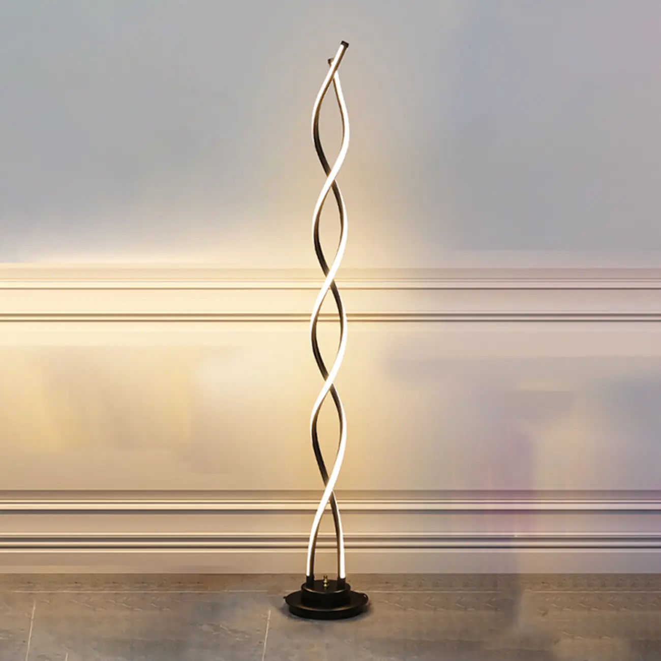 Artistic Spiral Black LED  Floor Lamp for Living Room Decor | homeyfad