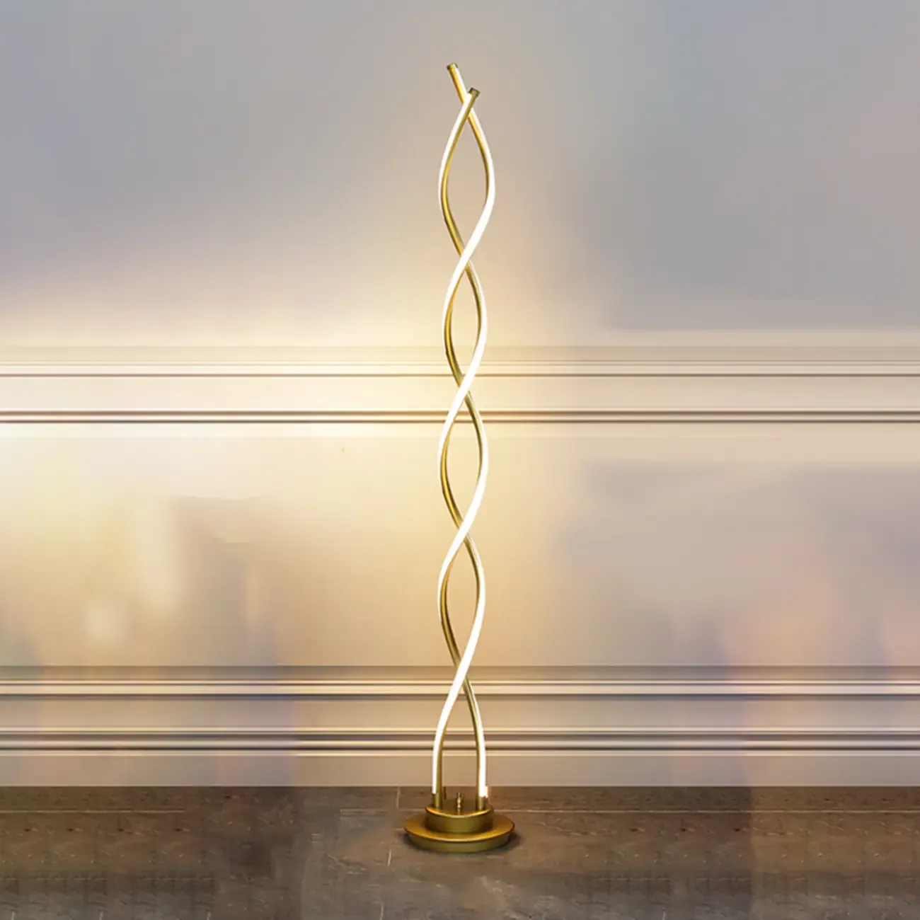 Artistic Spiral Black LED  Floor Lamp for Living Room Decor