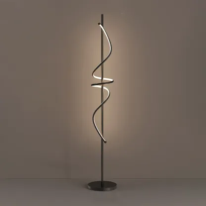 Artistic Spiral Black LED  Floor Lamp for Living Room Decor