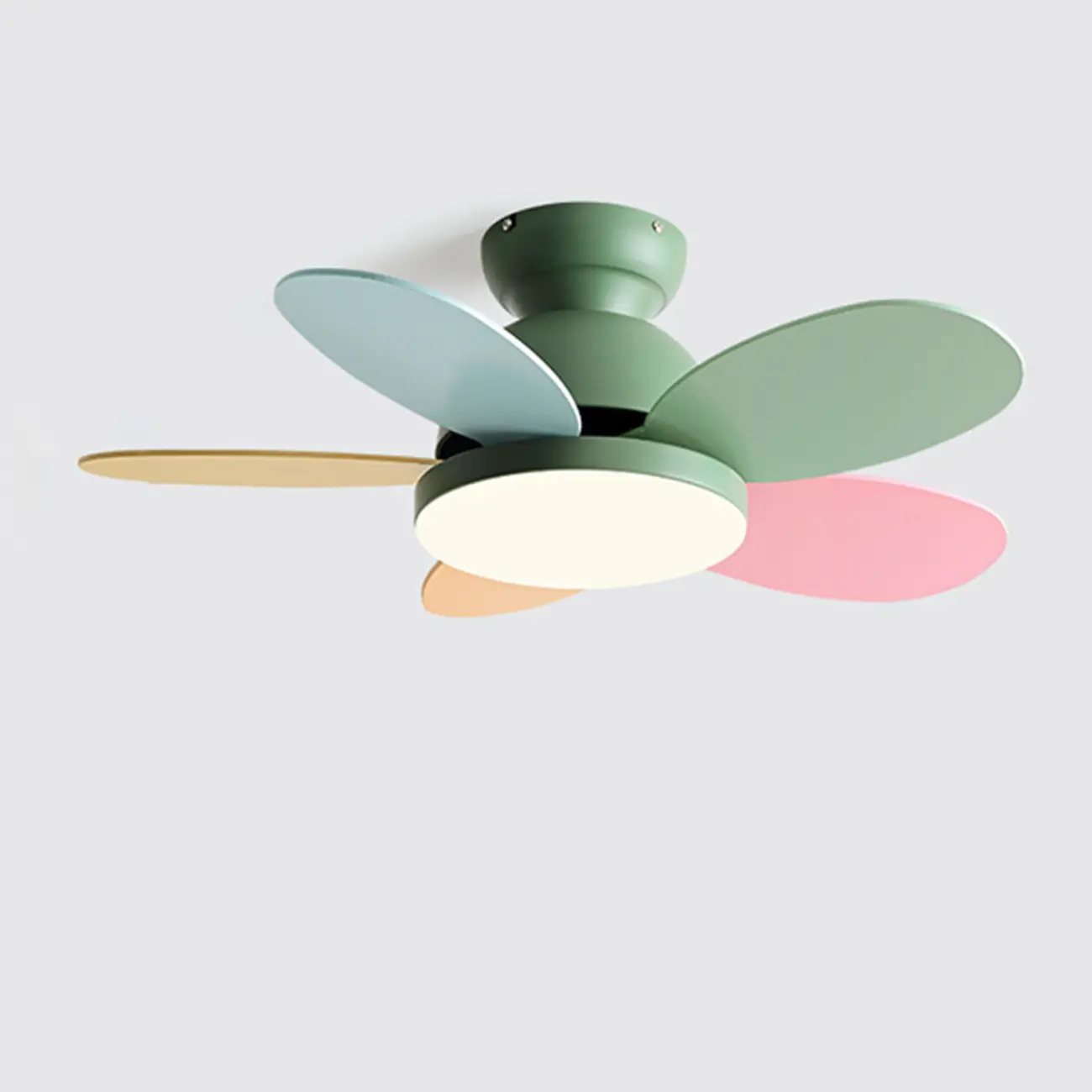 Colorful Flush Mount Ceiling Fan Remote Dimming LED for Kids Image - 2 | homeyfad