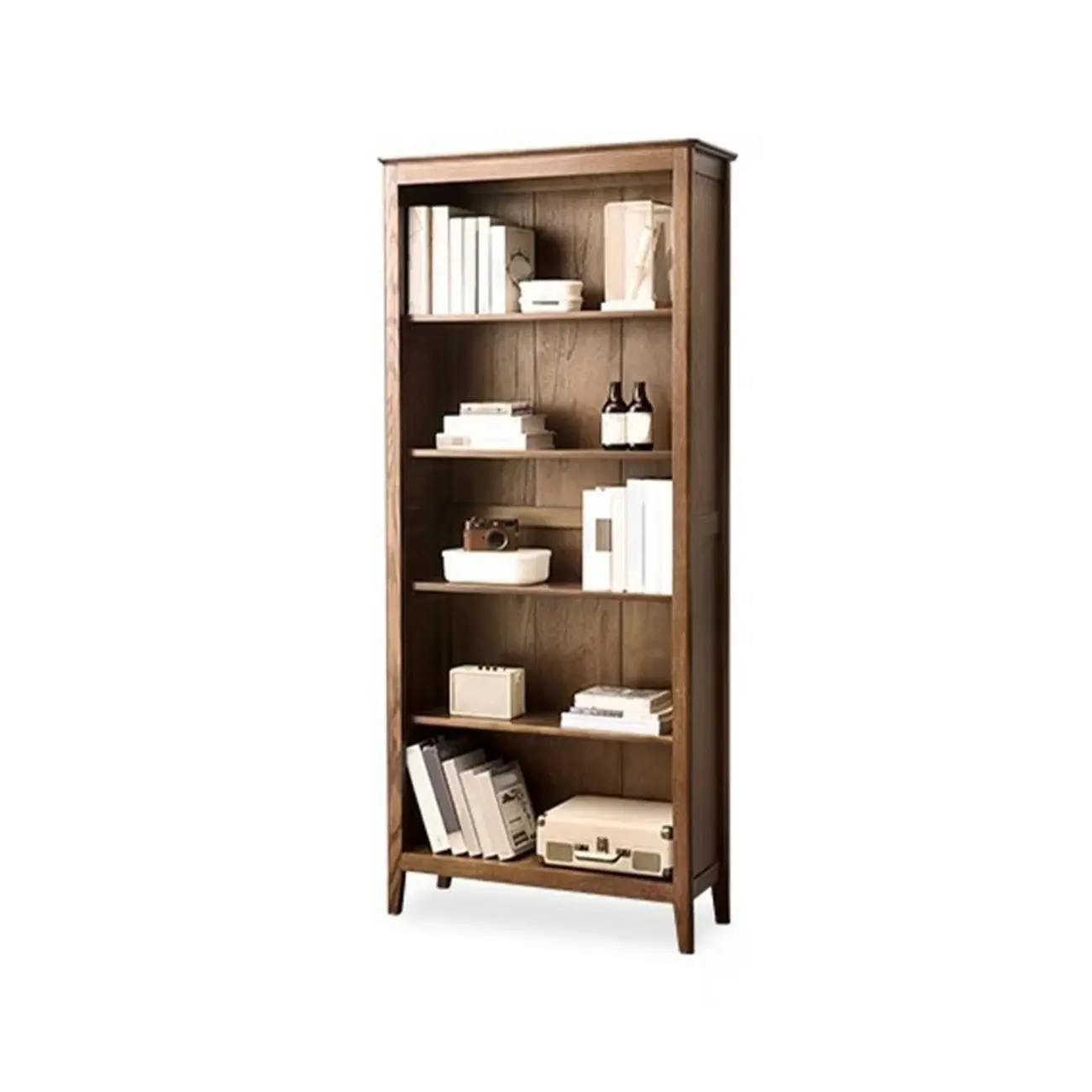 Elegant Simple Brown Oak Open Display Storage Cabinet Image - 5 | homeyfad
