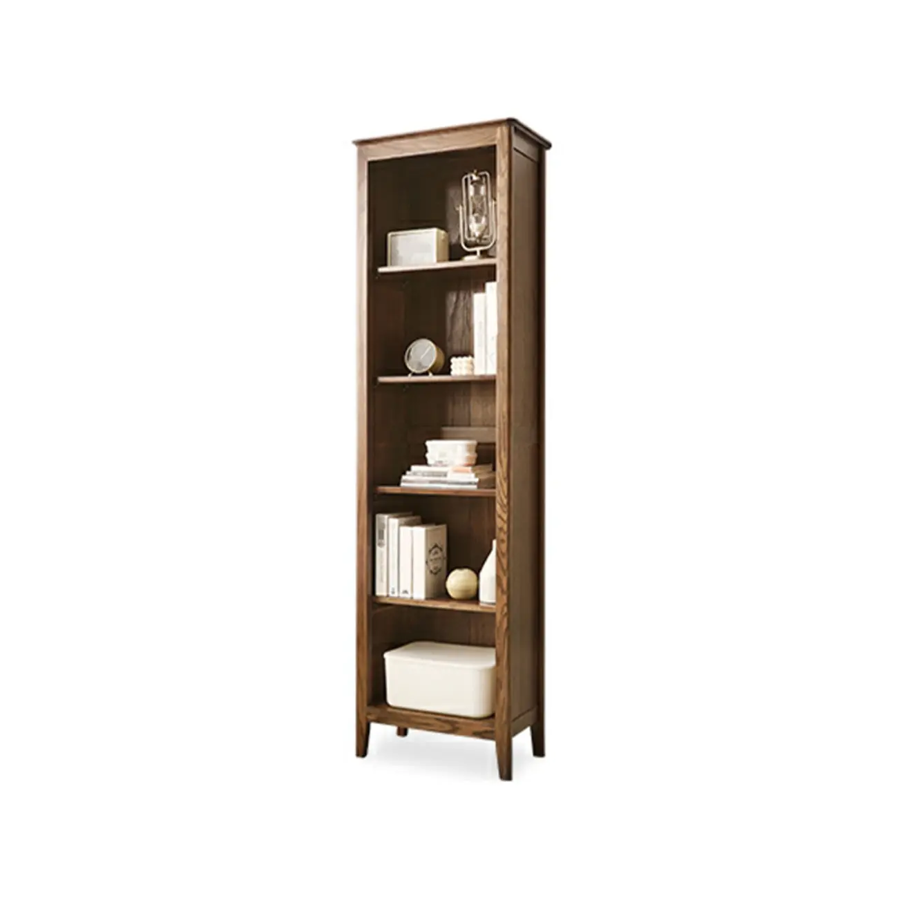 Elegant Simple Brown Oak Open Display Storage Cabinet Image - 6 | homeyfad