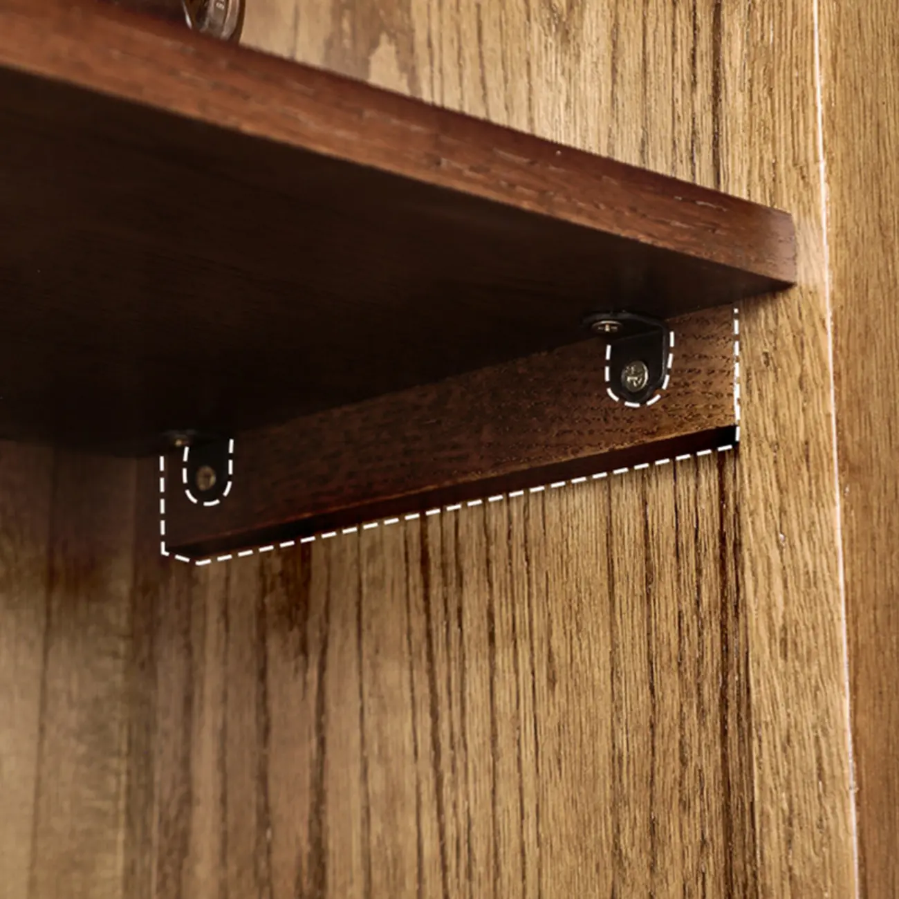 Elegant Simple Brown Oak Open Display Storage Cabinet Image - 9 | homeyfad