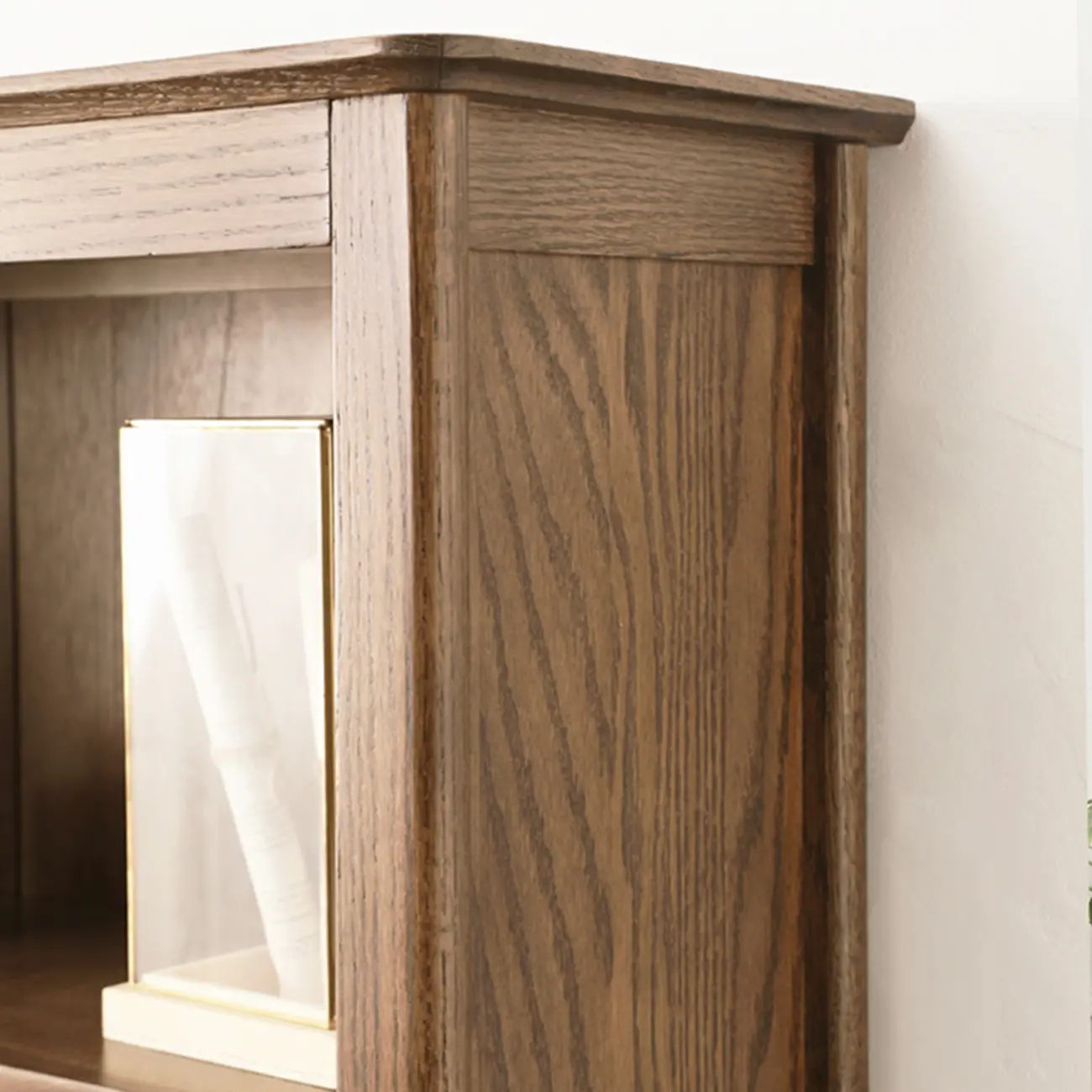 Elegant Simple Brown Oak Open Display Storage Cabinet Image - 11 | homeyfad