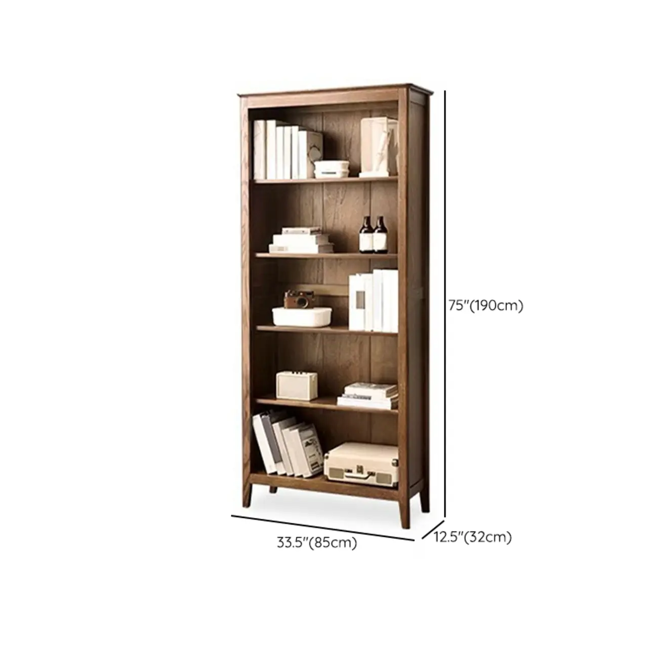 Elegant Simple Brown Oak Open Display Storage Cabinet Image - 14 | homeyfad