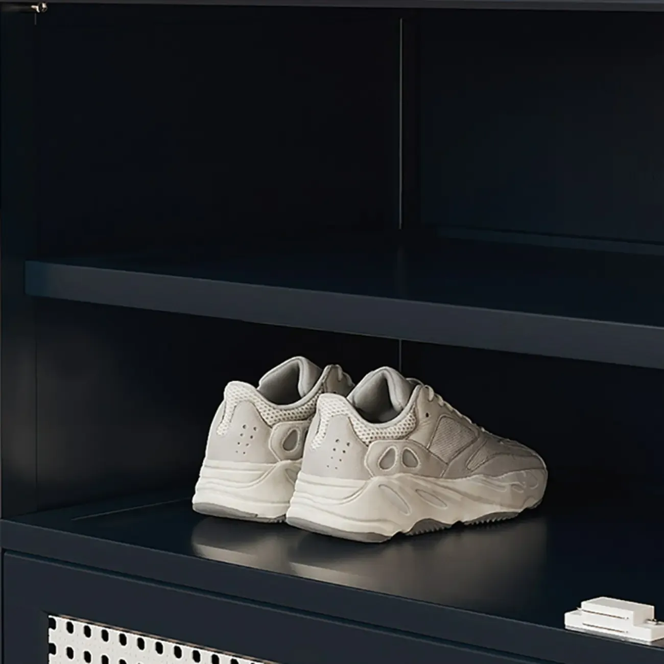 Modern Black Bamboo Shoe Cabinet with Rattan Panels Image - 17