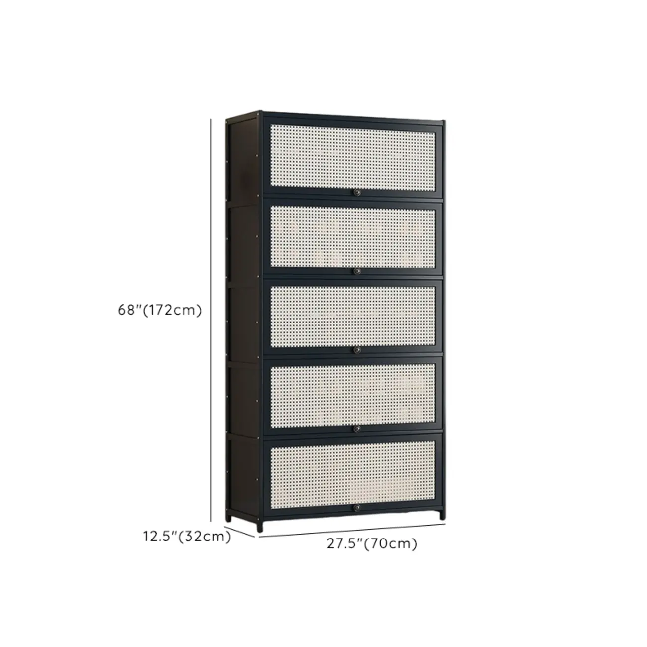 Modern Black Bamboo Shoe Cabinet with Rattan Panels Image - 39 | homeyfad