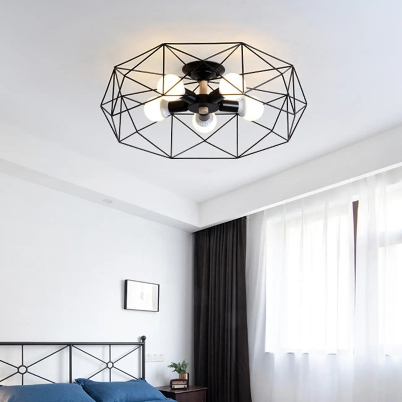 Sleek Gold Semi-Flush Ceiling Light with Iron Drum Shade | homeyfad