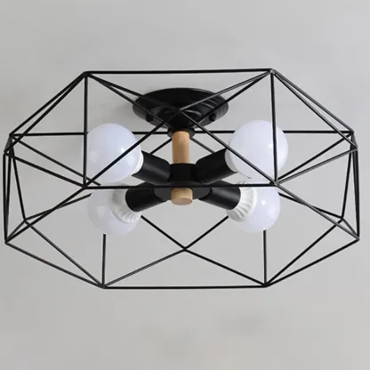 Sleek Gold Semi-Flush Ceiling Light with Iron Drum Shade