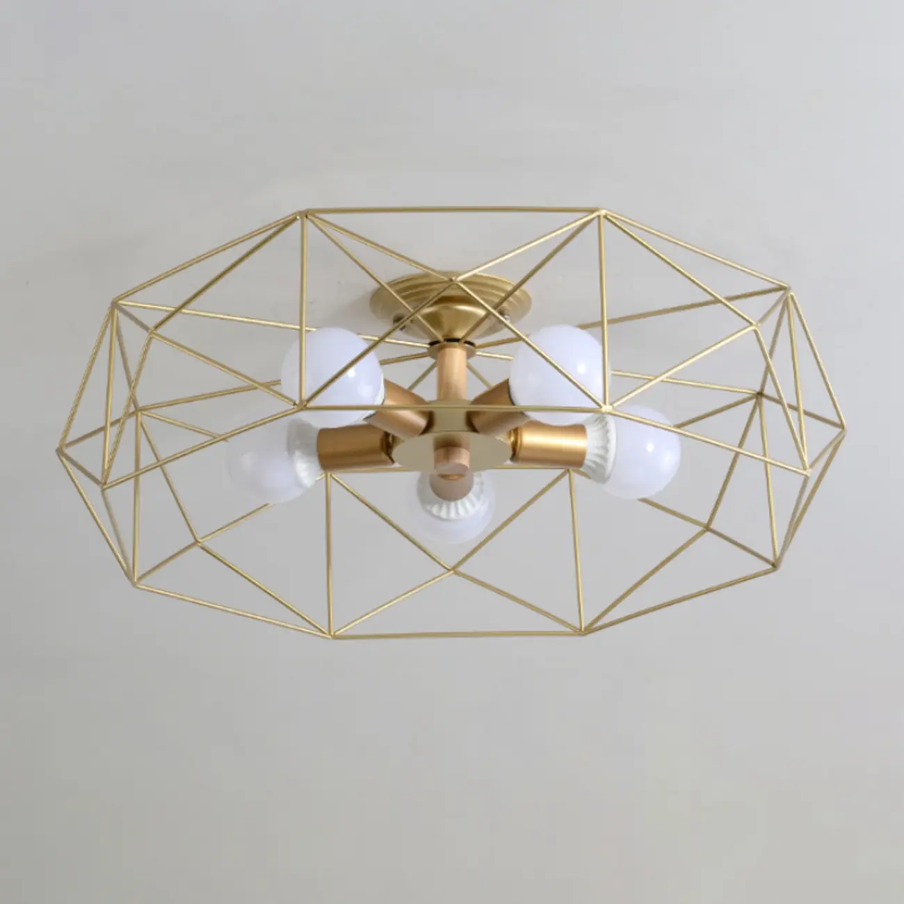 Sleek Gold Semi-Flush Ceiling Light with Iron Drum Shade | homeyfad
