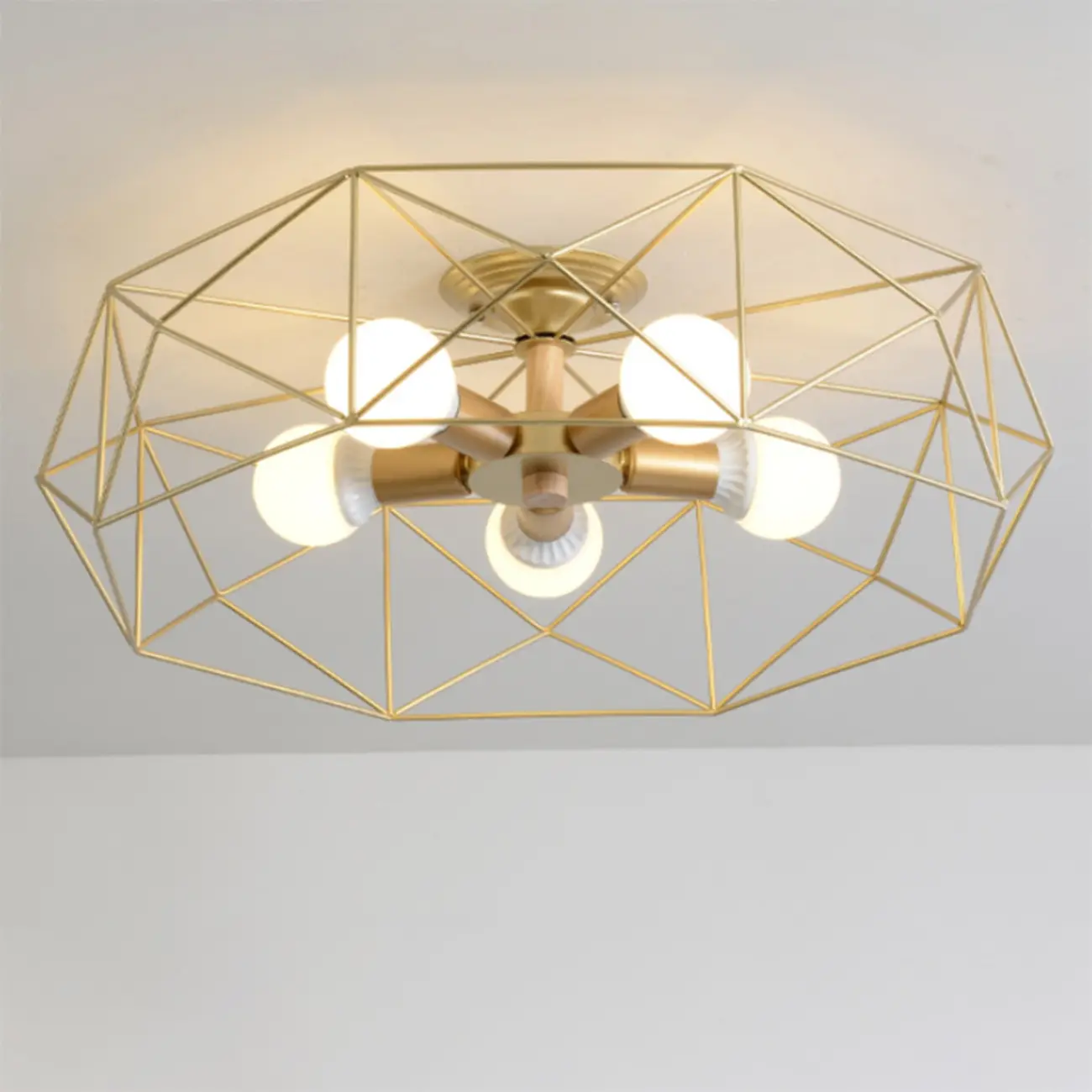 Sleek Gold Semi-Flush Ceiling Light with Iron Drum Shade | homeyfad