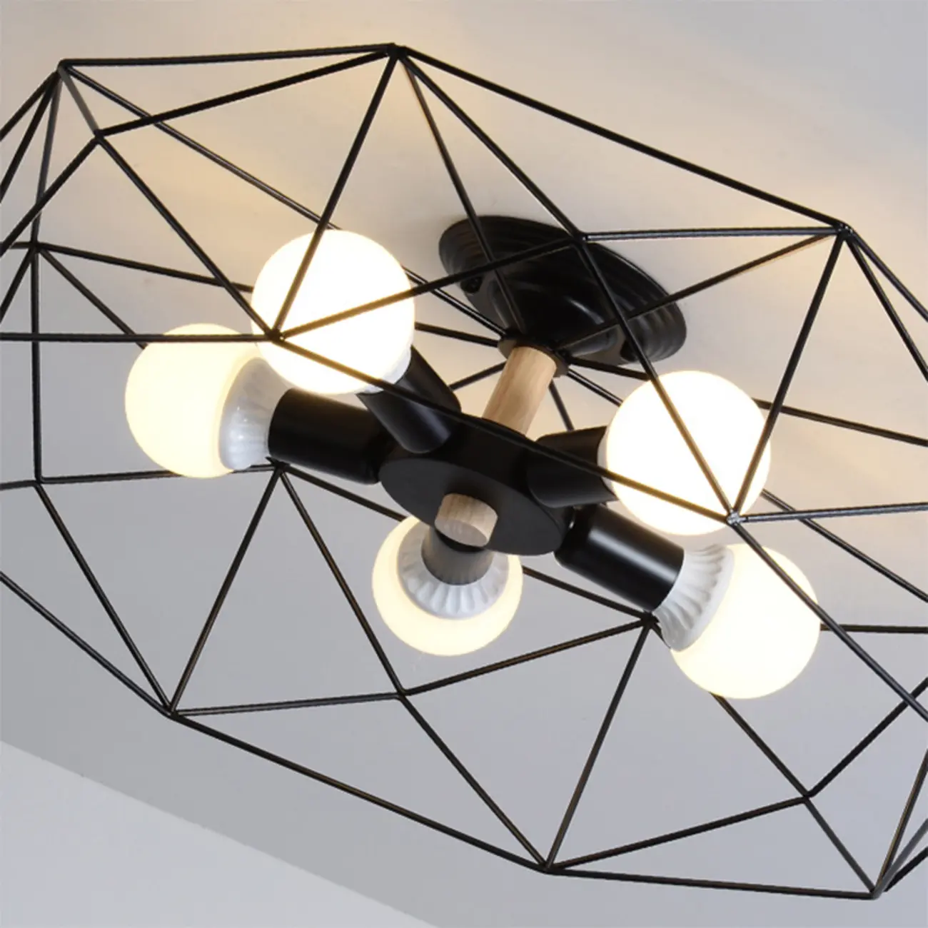 Sleek Gold Semi-Flush Ceiling Light with Iron Drum Shade | homeyfad