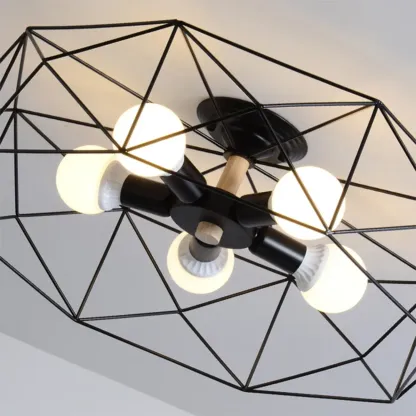 Sleek Gold Semi-Flush Ceiling Light with Iron Drum Shade