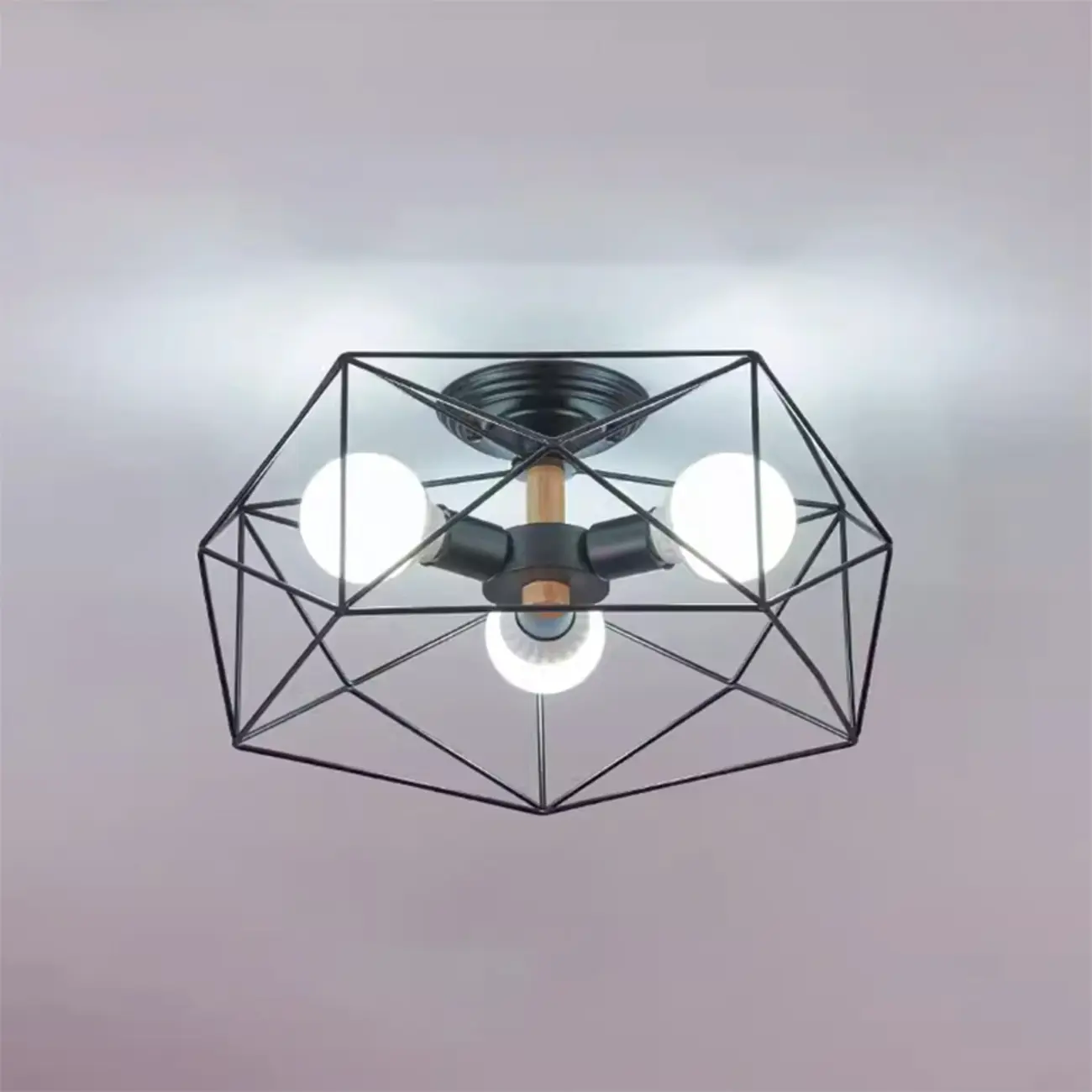 Sleek Gold Semi-Flush Ceiling Light with Iron Drum Shade | homeyfad