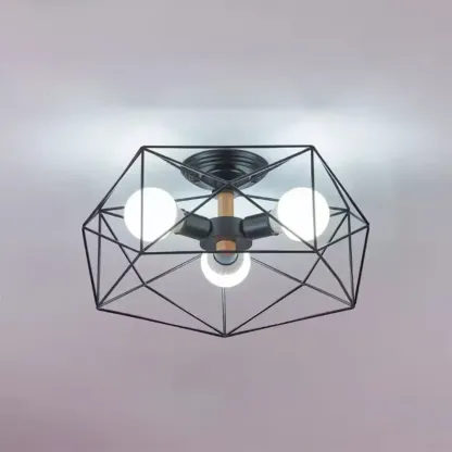 Sleek Gold Semi-Flush Ceiling Light with Iron Drum Shade