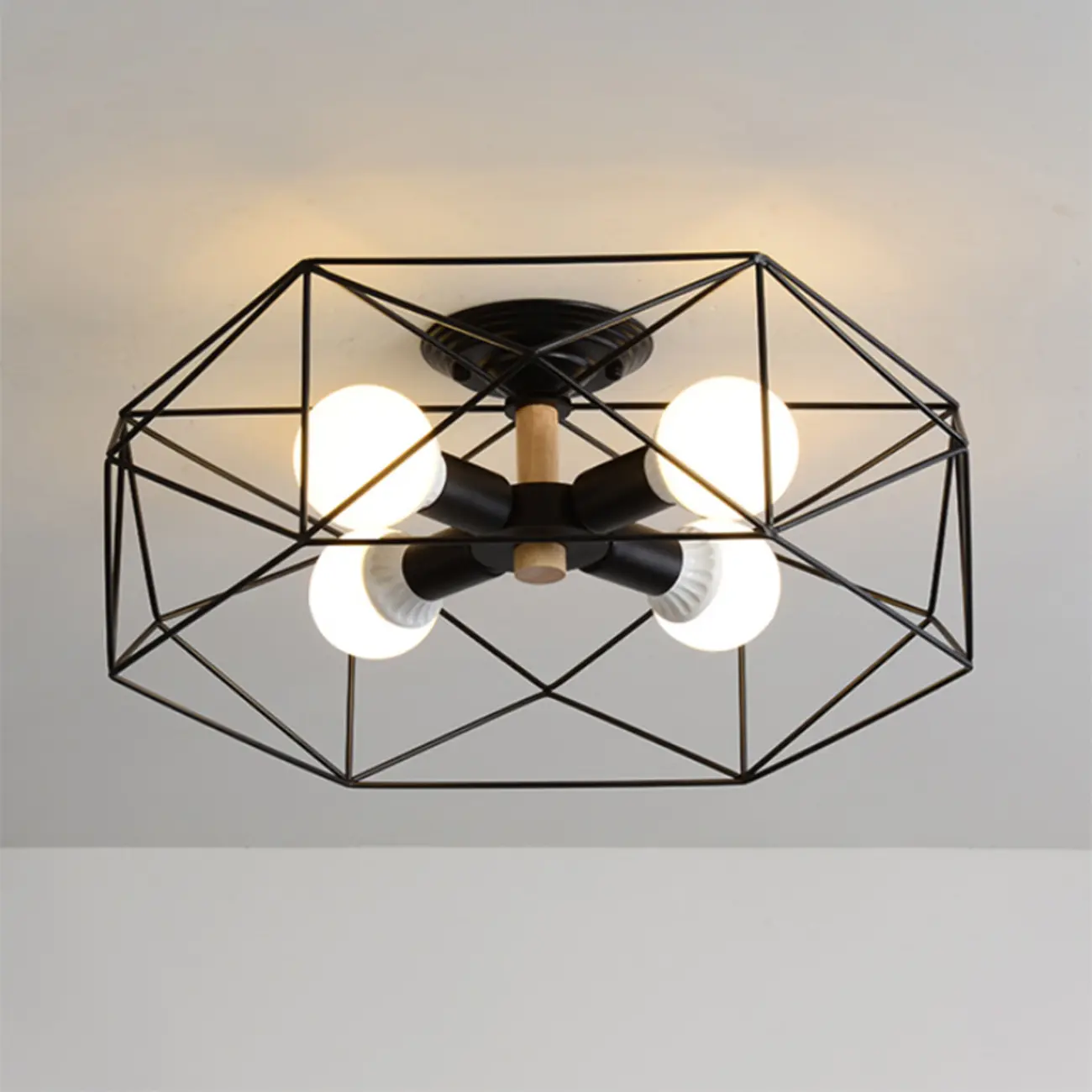 Sleek Gold Semi-Flush Ceiling Light with Iron Drum Shade | homeyfad