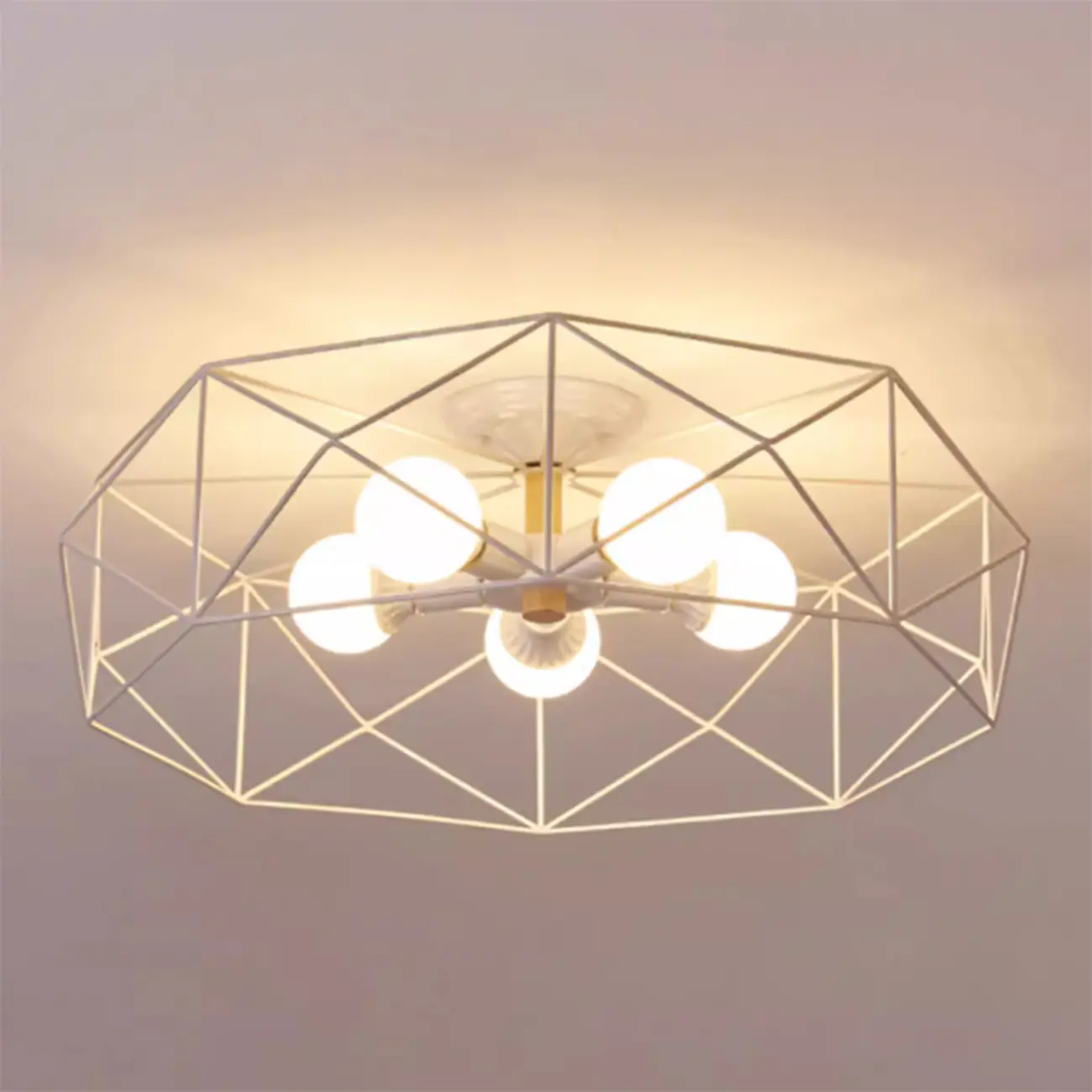 Sleek Gold Semi-Flush Ceiling Light with Iron Drum Shade | homeyfad