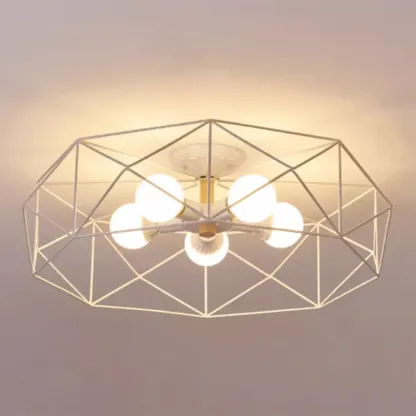 Sleek Gold Semi-Flush Ceiling Light with Iron Drum Shade