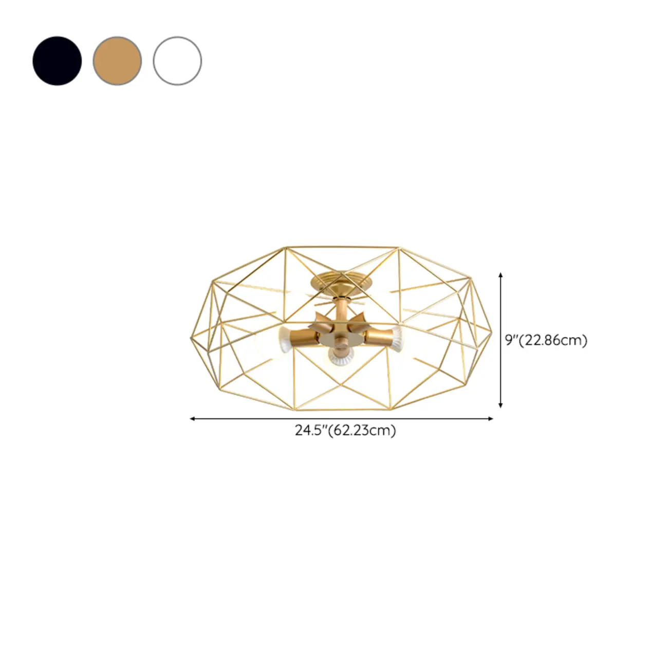 Sleek Gold Semi-Flush Ceiling Light with Iron Drum Shade | homeyfad