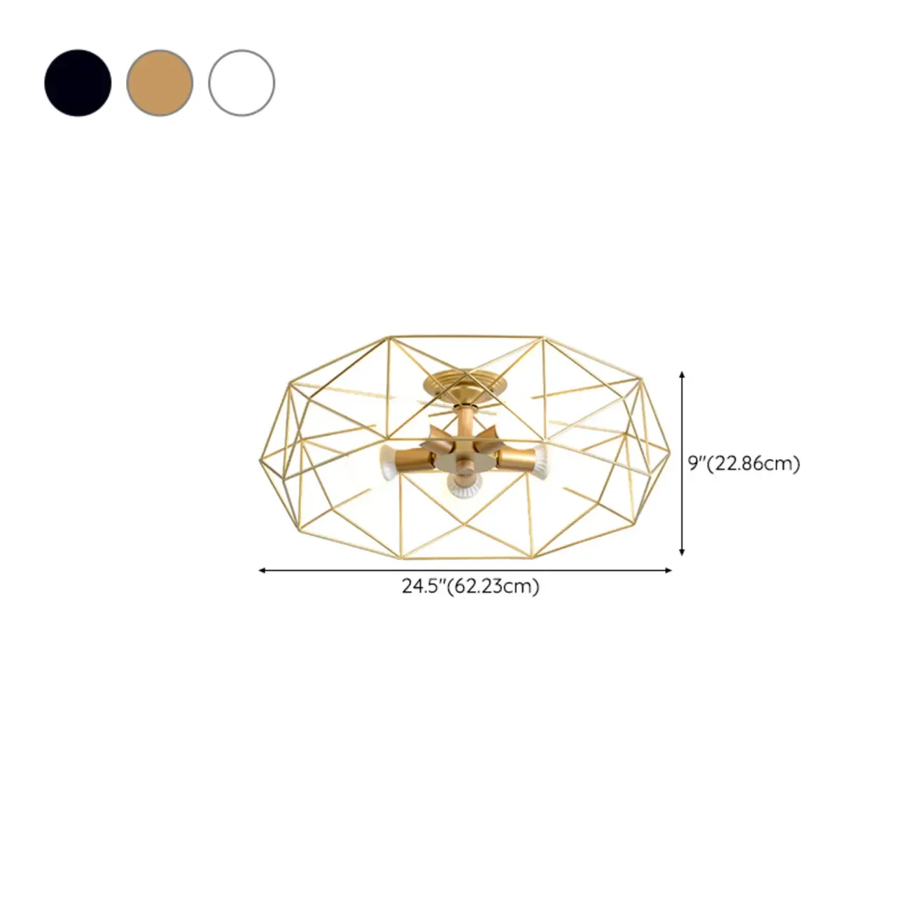 Sleek Gold Semi-Flush Ceiling Light with Iron Drum Shade