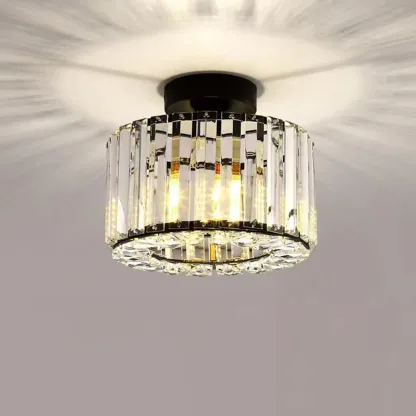 Modern Square Crystal Gold Semi Flush Ceiling Light